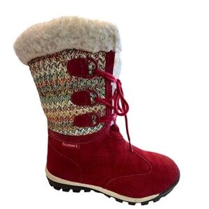 Bearpaw Snow Boot Red Suede Sheepskin Womens Ophelia Size 9